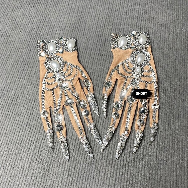 Swarovski Crystal Rhinestone Bling Short Gloves