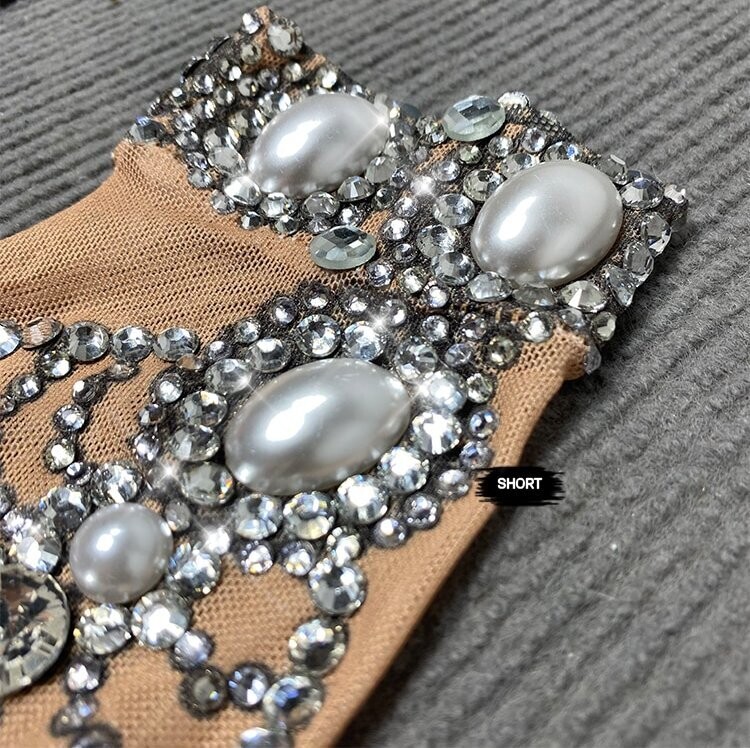Swarovski Crystal Rhinestone Bling Short Gloves