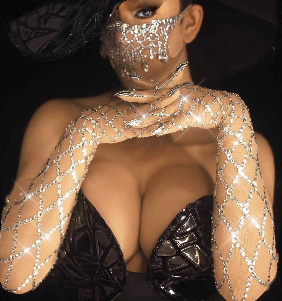 Swarovski Crystal Rhinestone Bling Long Gloves