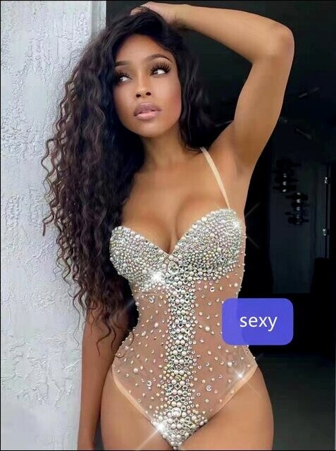 Swarovski Crystal Rhinestone Bling Bodysuit