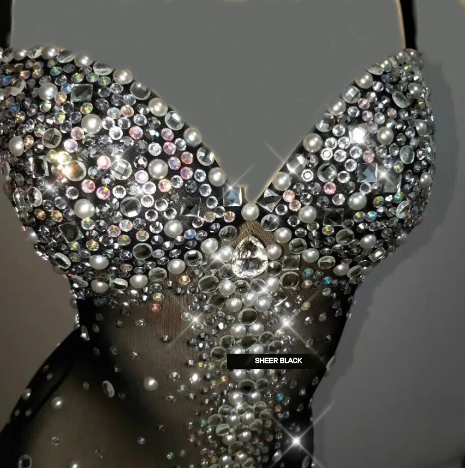 Swarovski Crystal Rhinestone Bling Bodysuit