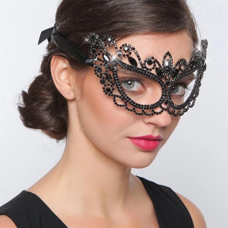 Swarovski  Crystal Rhinestone Bling Eye Mask: Raven
