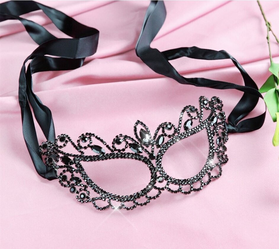 Swarovski  Crystal Rhinestone Bling Eye Mask: Raven