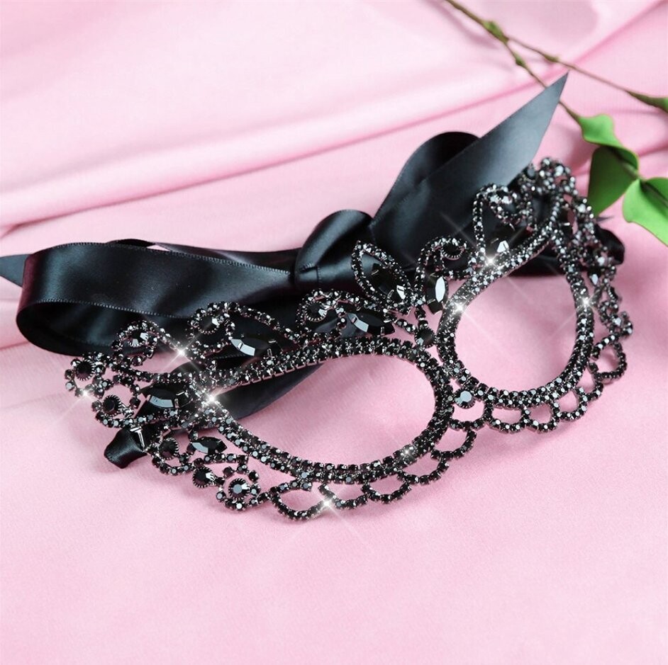 Swarovski  Crystal Rhinestone Bling Eye Mask: Raven