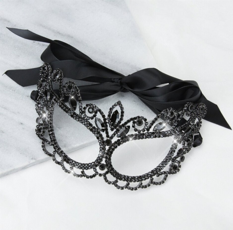 Swarovski  Crystal Rhinestone Bling Eye Mask: Raven
