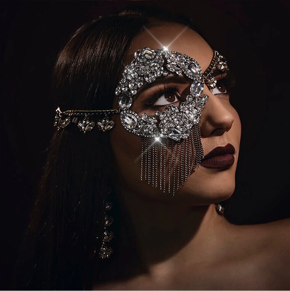 Swarovski Crystal Rhinestone Bling Eye Mask: Marissa