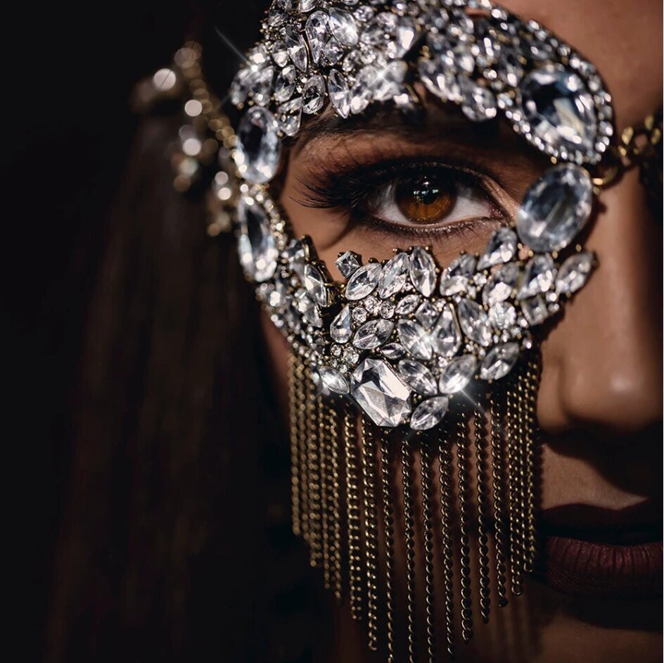 Swarovski Crystal Rhinestone Bling Eye Mask: Marissa