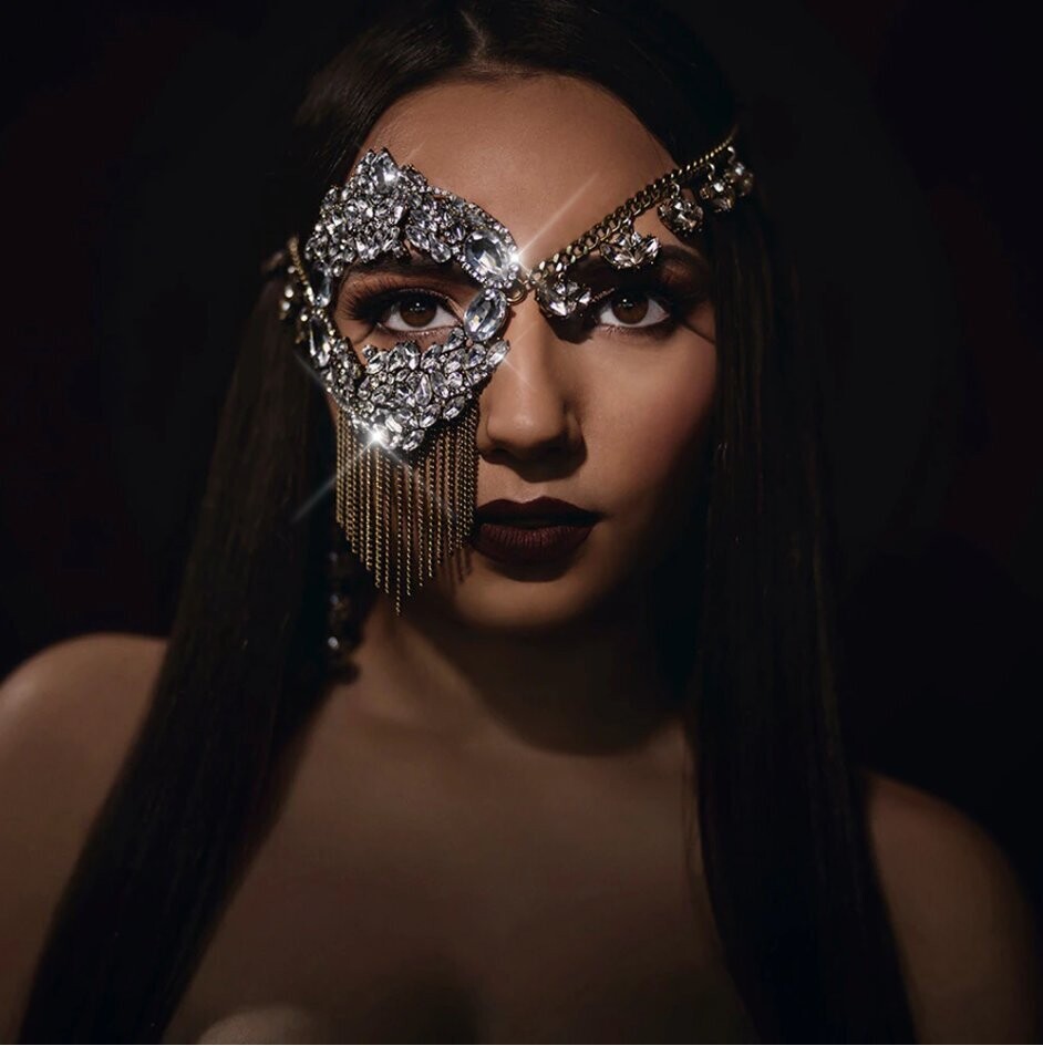 Swarovski Crystal Rhinestone Bling Eye Mask: Marissa