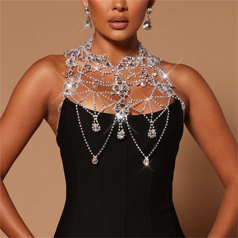 Swarovski Crystal Rhinestone Bling Shoulder Necklace