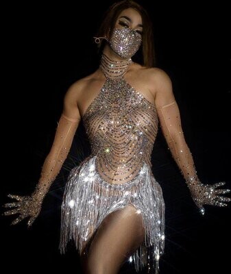 Swarovski Crystal Rhinestone Bling Show Girl Dress Dance Costume