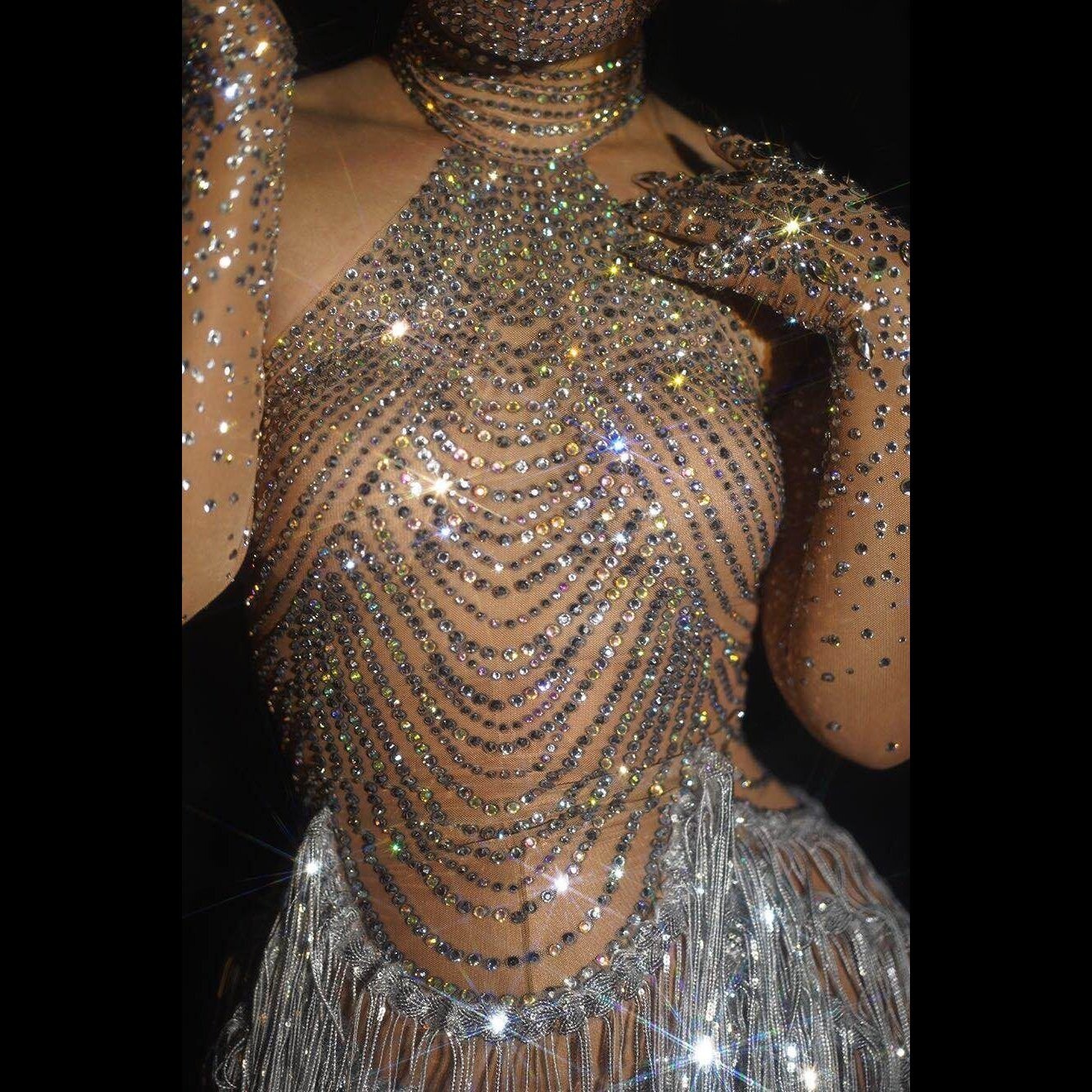 Swarovski Crystal Rhinestone Bling Show Girl Dress Dance Costume