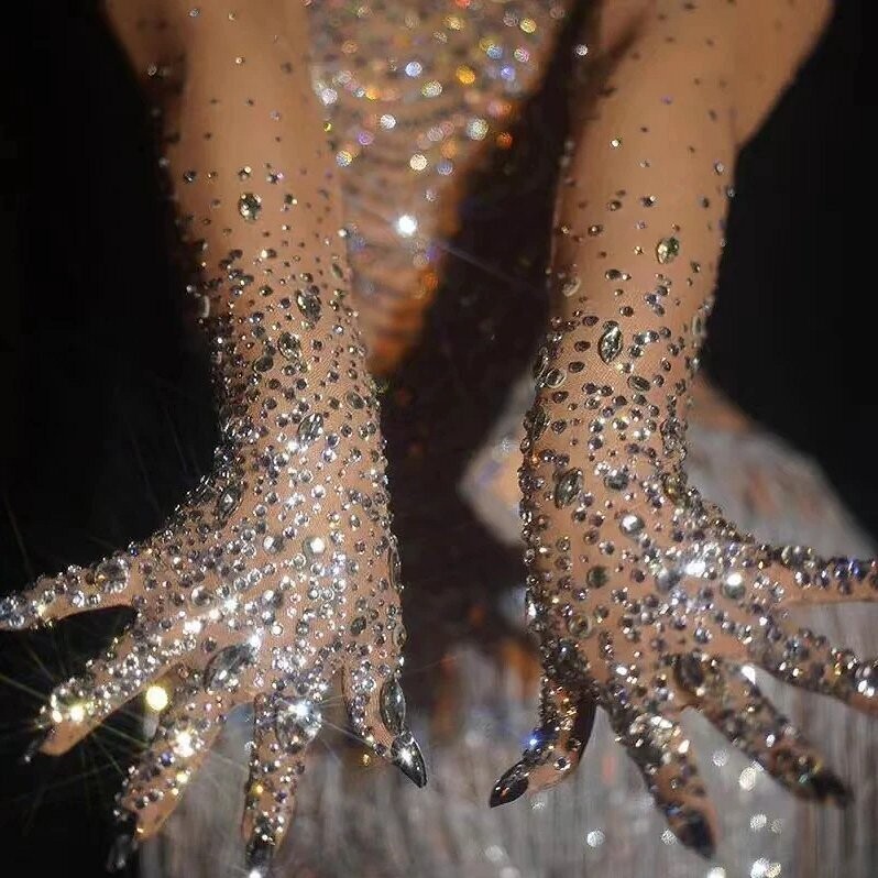 Swarovski Crystal Rhinestone Bling Show Girl Dress Dance Costume