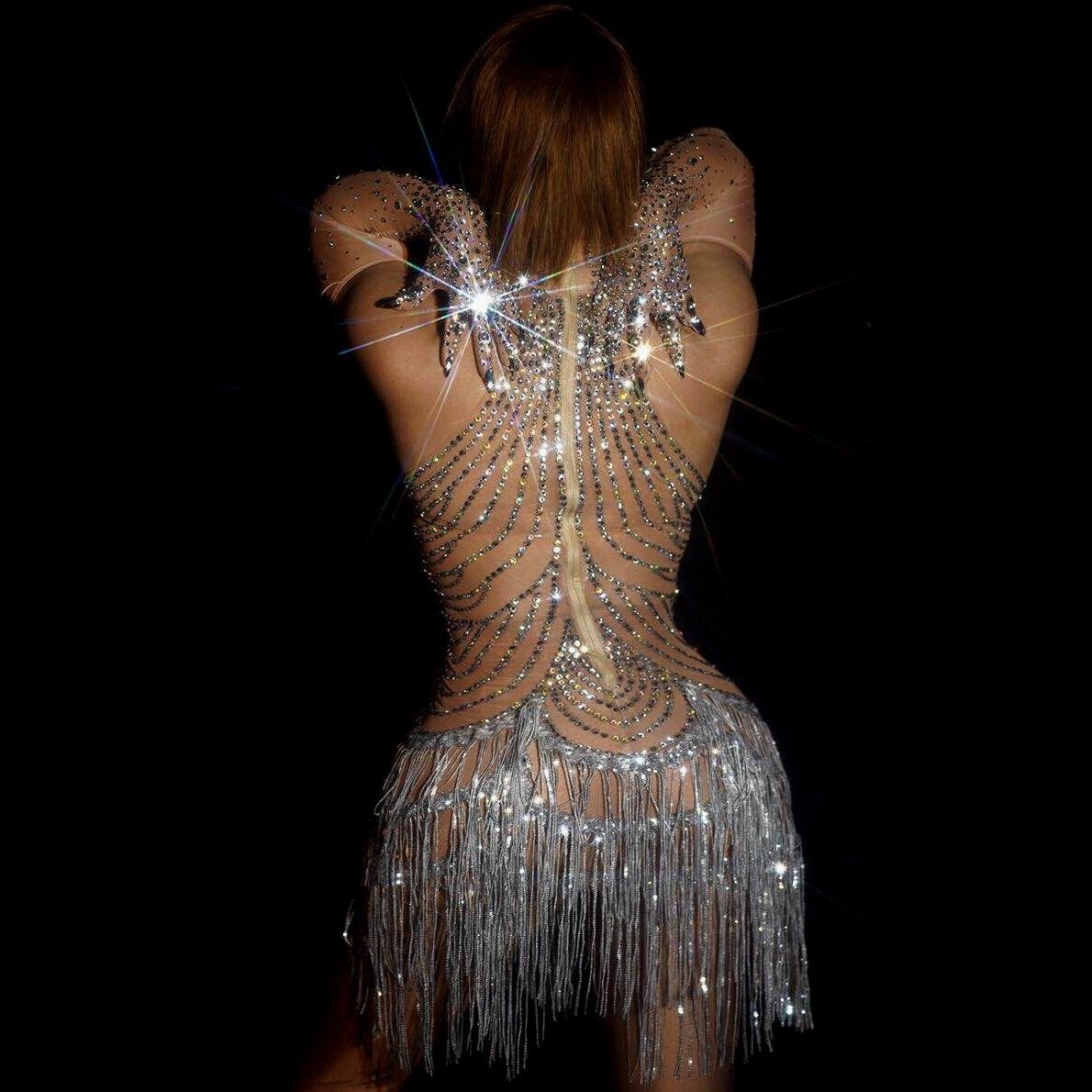 Swarovski Crystal Rhinestone Bling Show Girl Dress Dance Costume