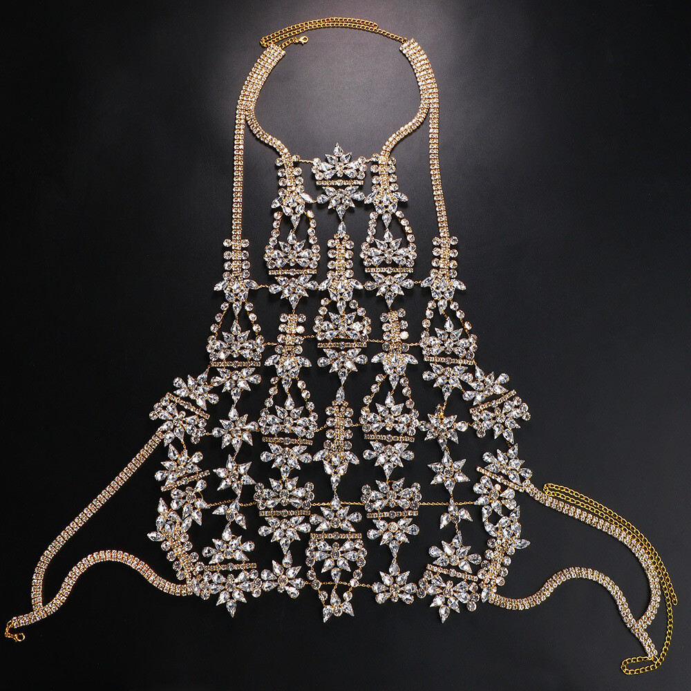 Swarovski Crystal Rhinestone Bling Floral Halter Top