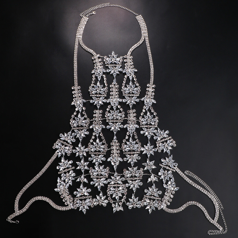 Swarovski Crystal Rhinestone Bling Floral Halter Top