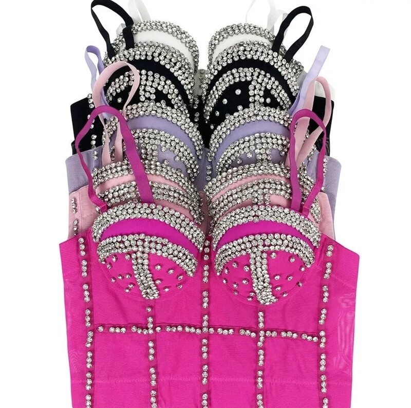Swarovski Crystal Rhinestone Bling Bustier Tops