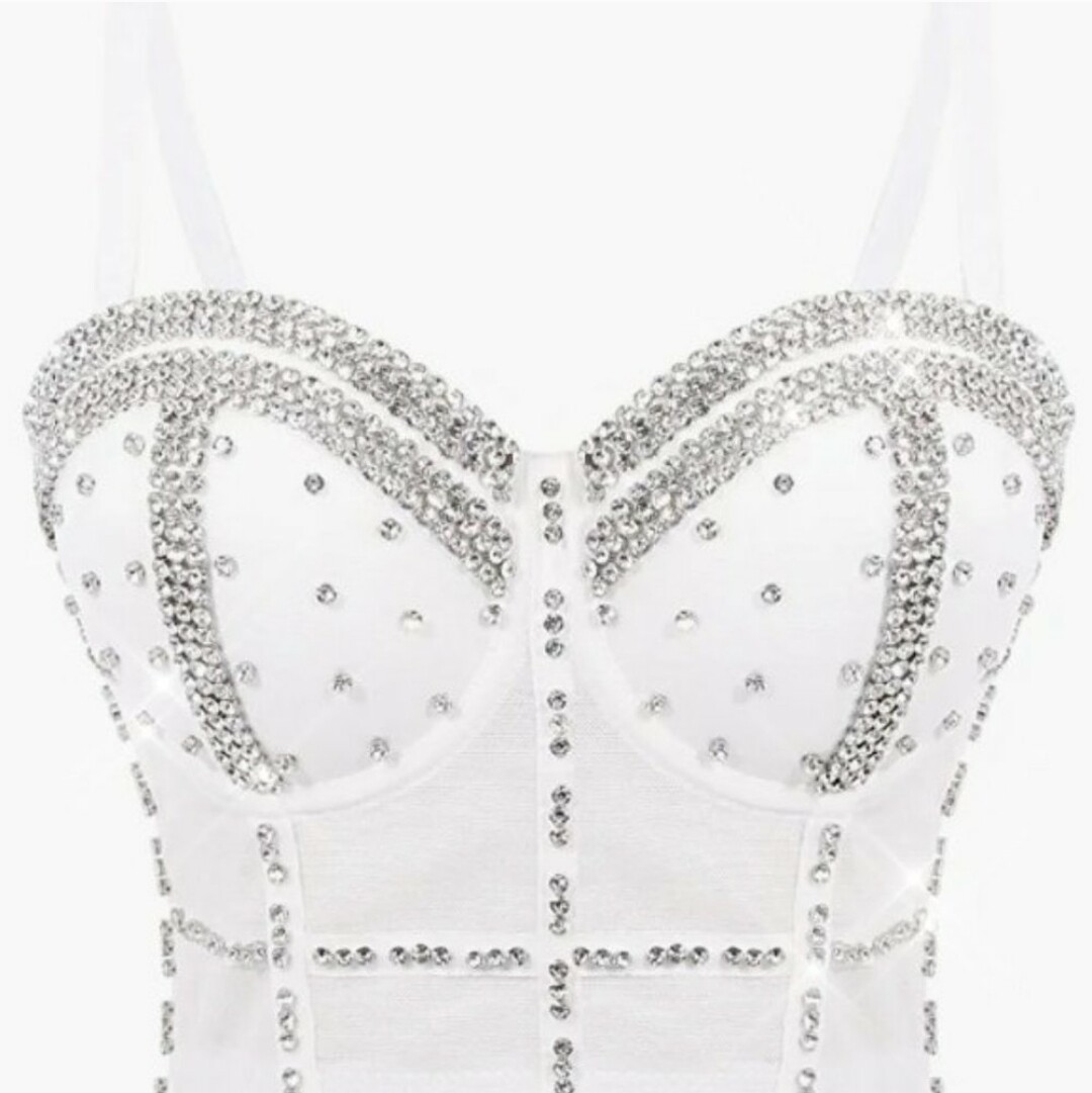 Swarovski Crystal Rhinestone Bling Black Bustier Top
