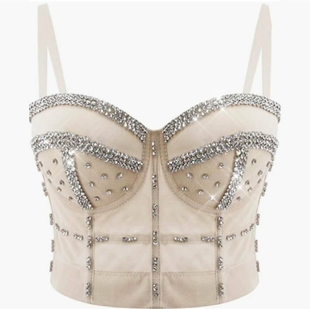 Swarovski Crystal Rhinestone Bling Black Bustier Top