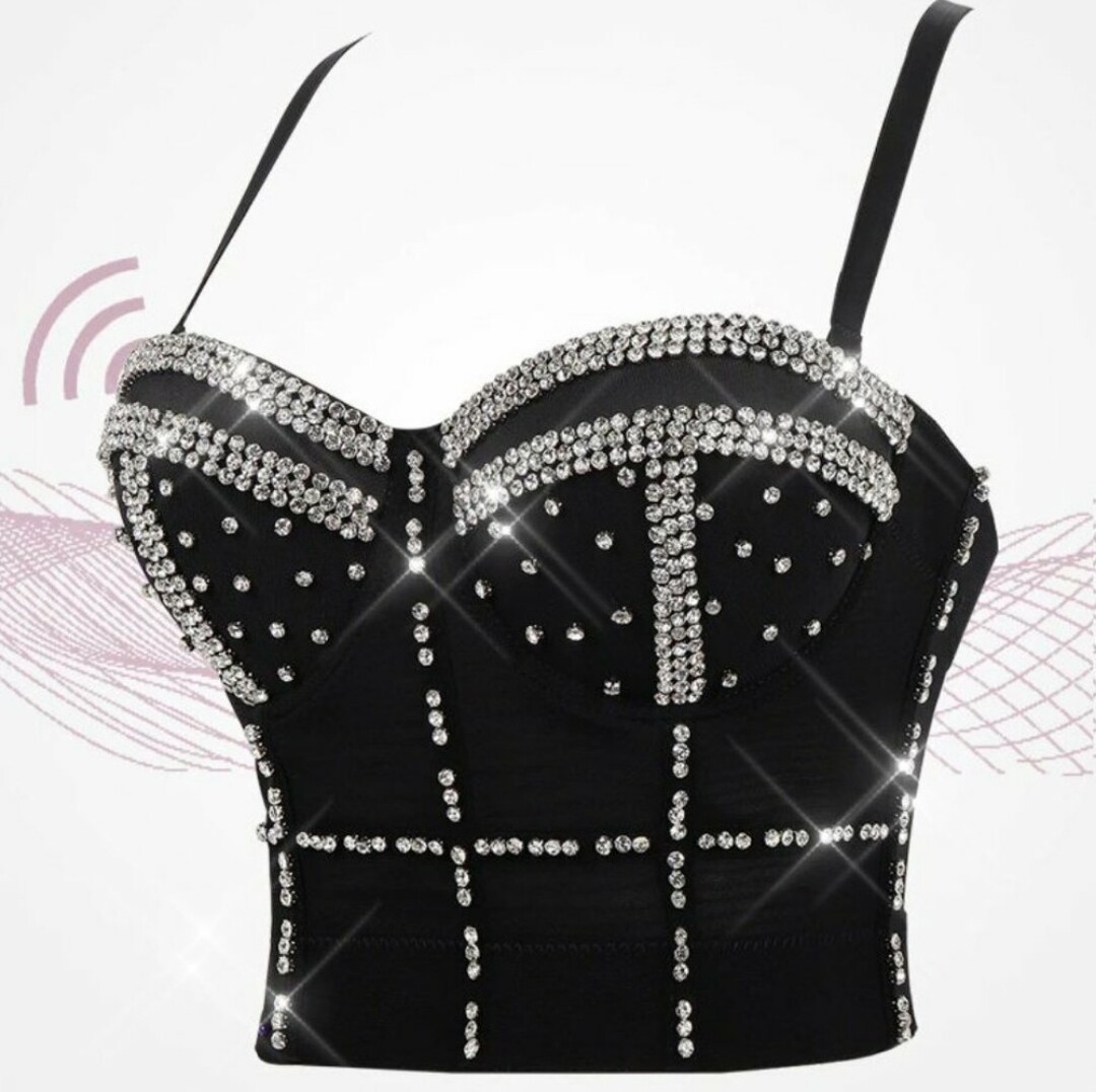 Swarovski Crystal Rhinestone Bling Lavender Bustier Top