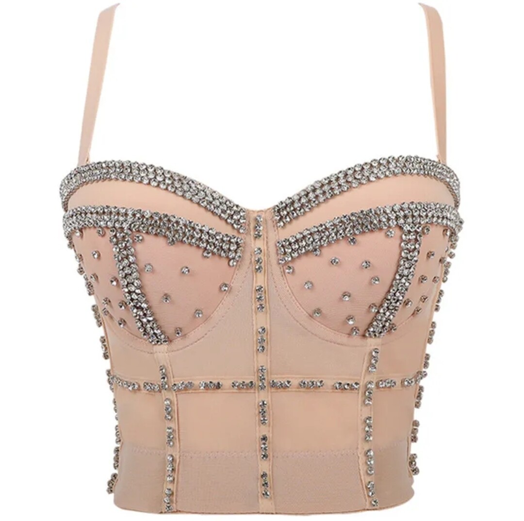 Swarovski Crystal Rhinestone Bling Lavender Bustier Top