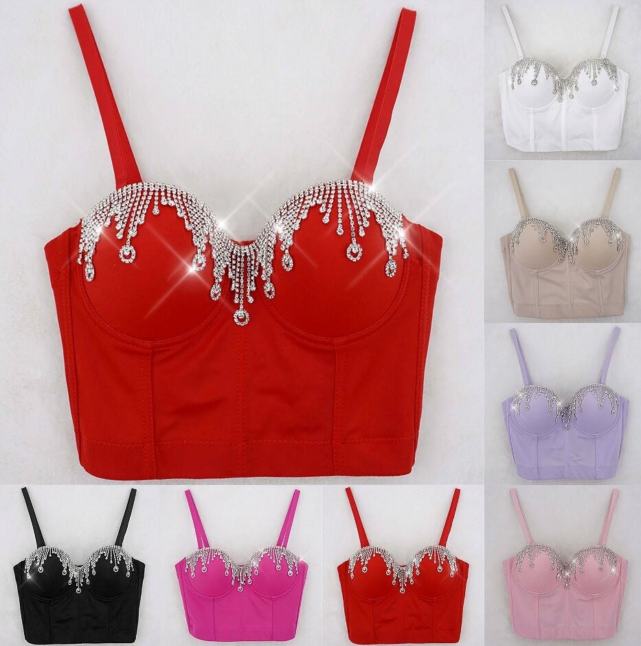 Swarovski Crystal Rhinestone Bling Bustier Tops