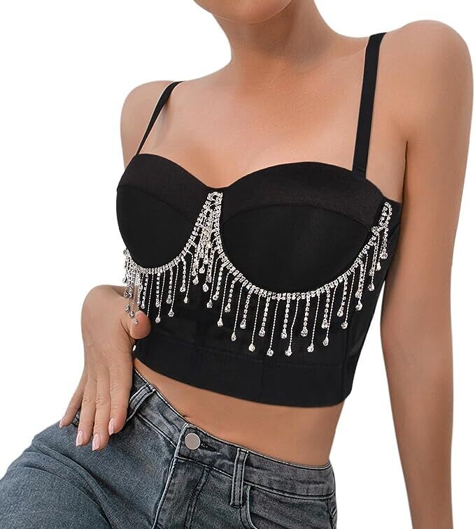 Swarovski Crystal Rhinestone Bling Bustier Tops