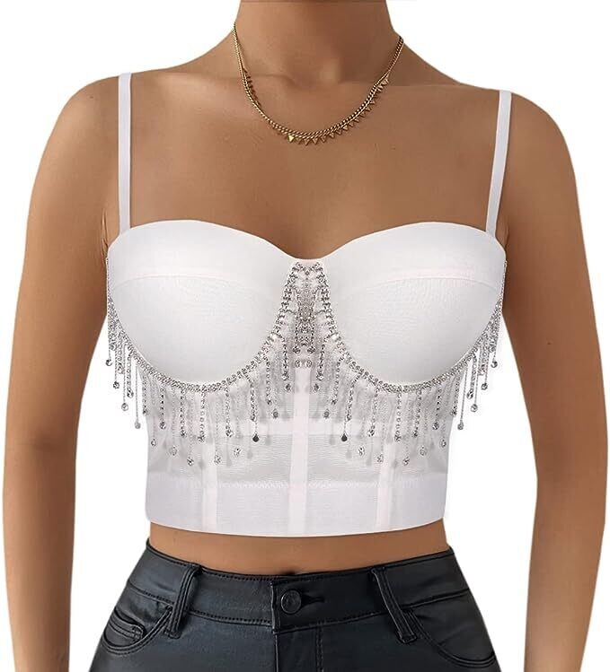 Swarovski Crystal Rhinestone Bling Bustier Tops