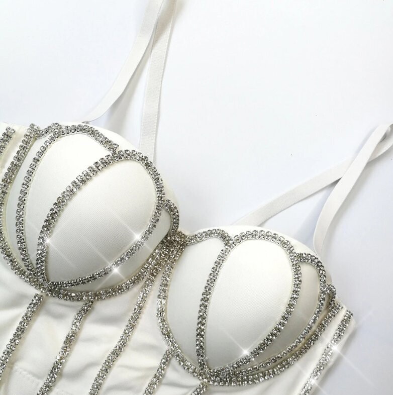 Swarovski Crystal Rhinestone Bling Shell Bustier Tops