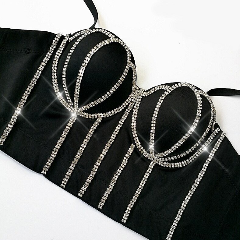 Swarovski Crystal Rhinestone Bling Shell Bustier Tops
