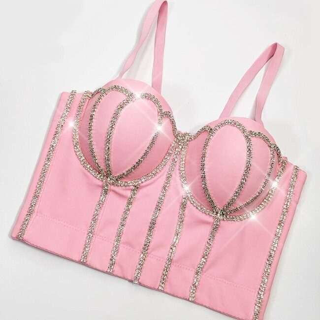 Swarovski Crystal Rhinestone Bling Shell Bustier Tops