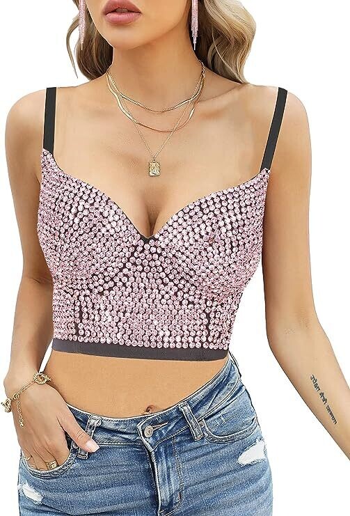Swarovski Crystal Rhinestone Bling Blue Bustier Top