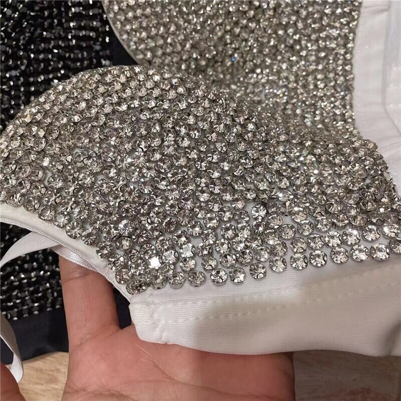 Swarovski Crystal Rhinestone Bling White Bustier Top