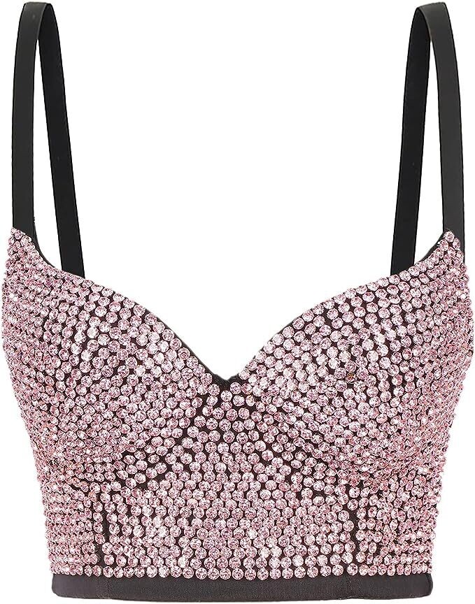 Swarovski Crystal Rhinestone Bling Red Bustier Top