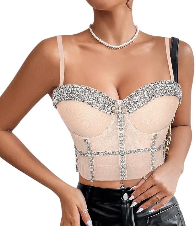 Swarovski Crystal Rhinestone Bling Bustier Tops