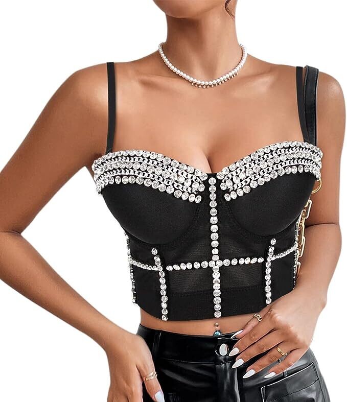 Swarovski Crystal Rhinestone Bling Bustier Tops