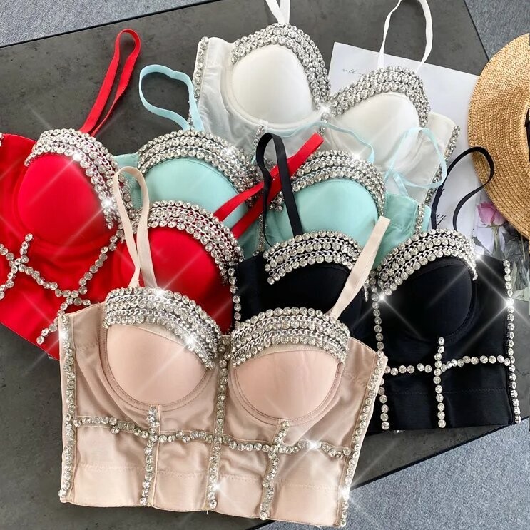 Swarovski Crystal Rhinestone Bling Bustier Tops