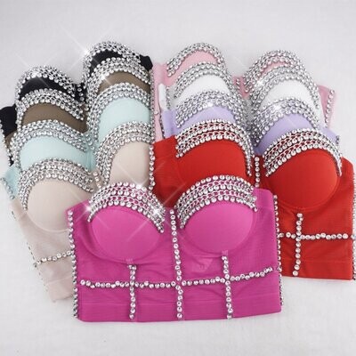 Swarovski Crystal Rhinestone Bling Bustier Tops