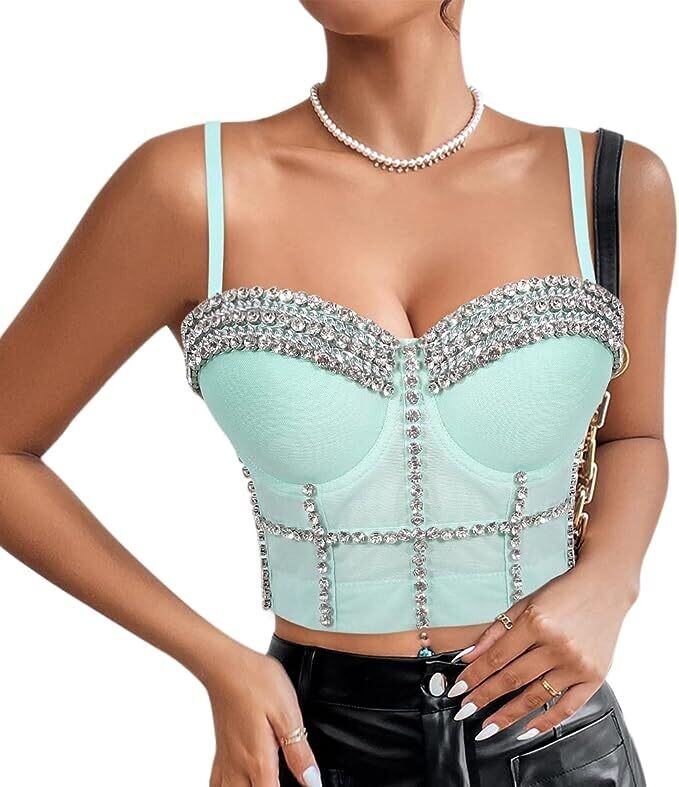Swarovski Crystal Rhinestone Bling Bustier Tops
