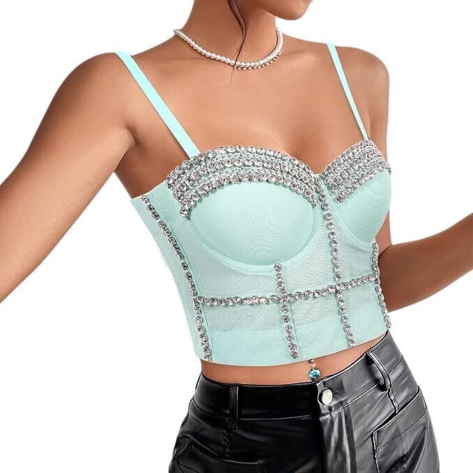 Swarovski Crystal Rhinestone Bling Bustier Tops