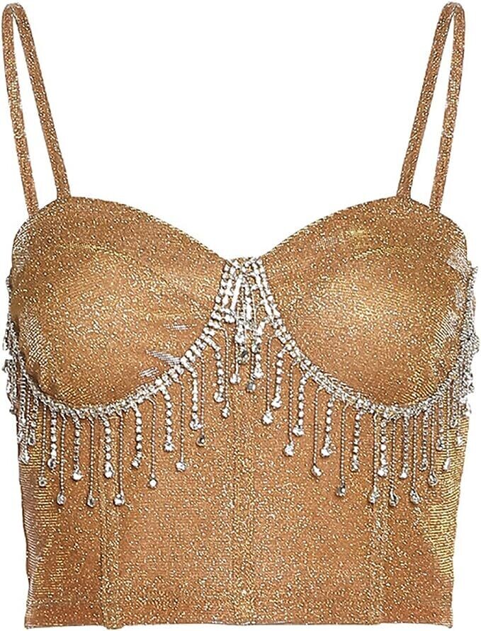Swarovski Crystal Rhinestone Bling Dark Pink Bustier Top