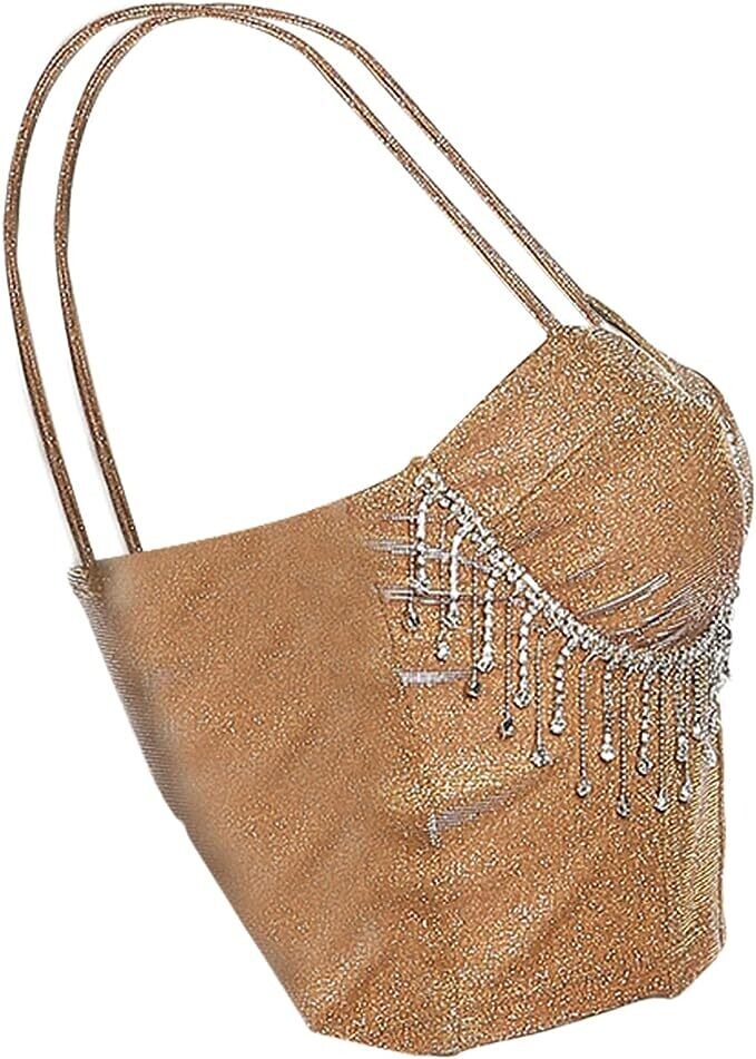 Swarovski Crystal Rhinestone Bling Dark Pink Bustier Top