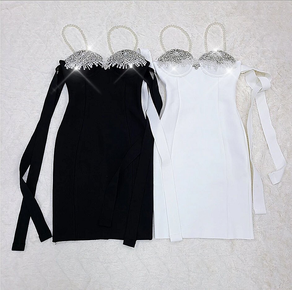 Swarovski Crystal Rhinestone Bling Little Black Dress
