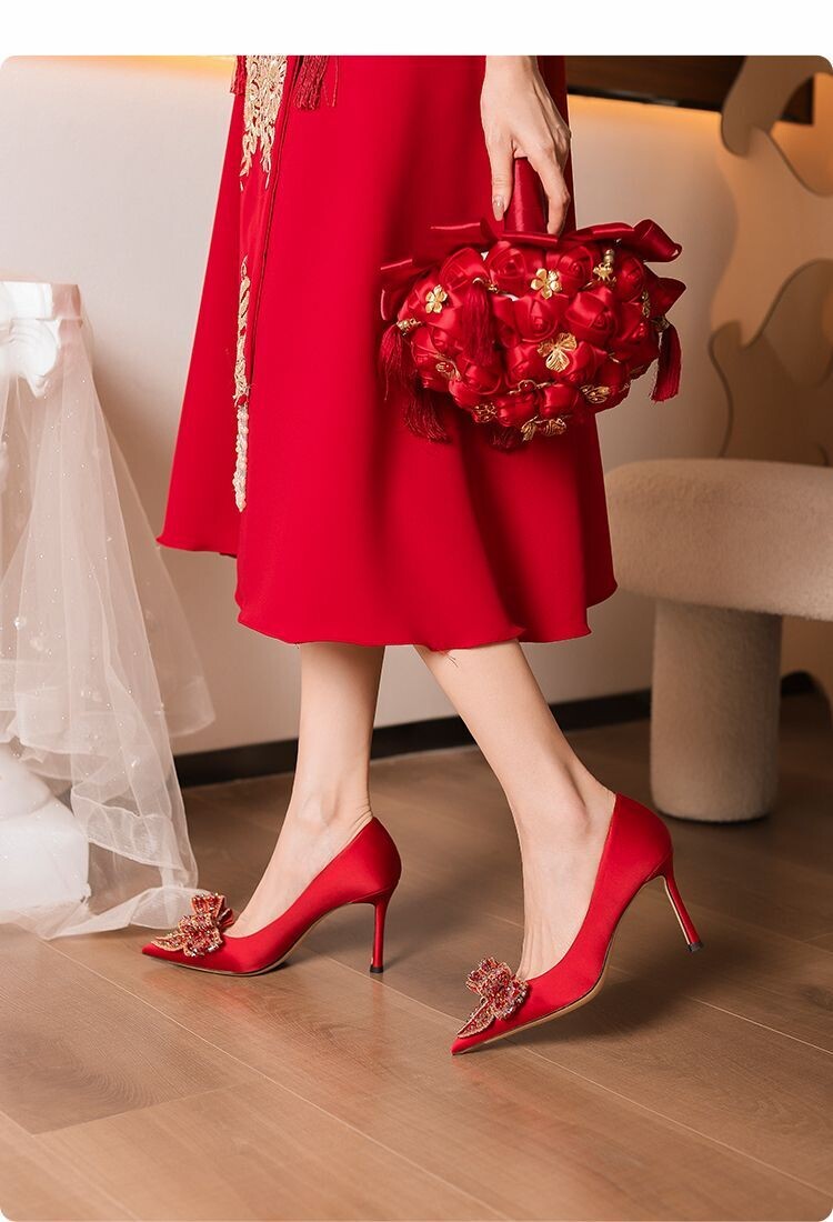Swarovski Crystal Rhinestone Bling Red Wedding Shoes