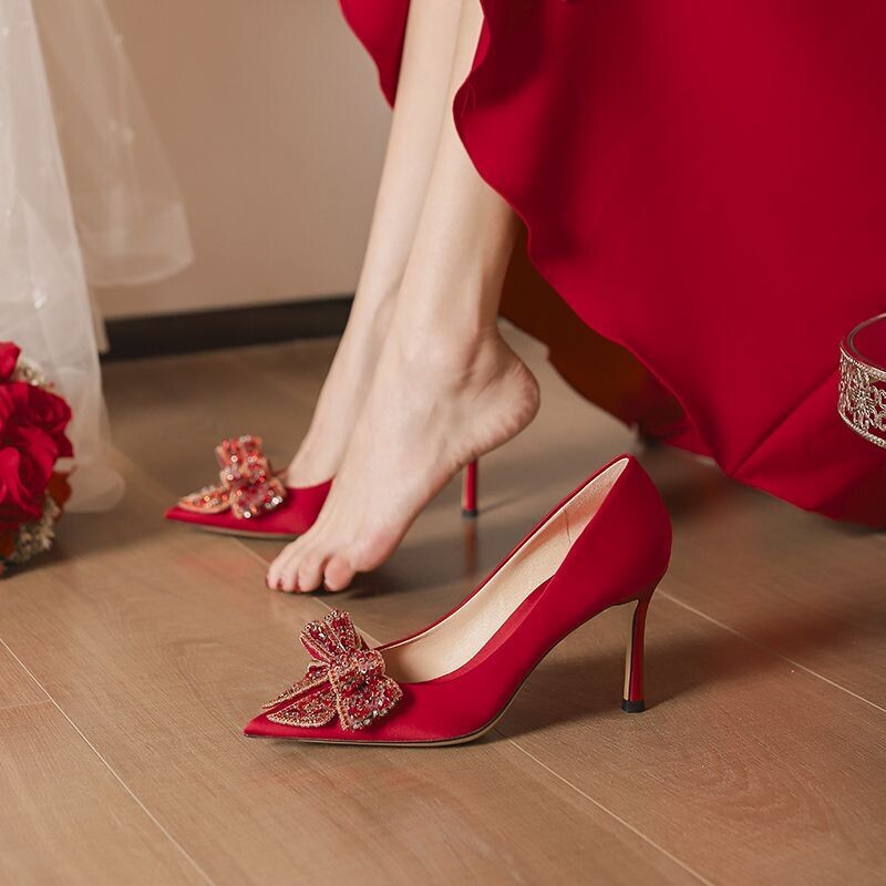 Swarovski Crystal Rhinestone Bling Red Wedding Shoes