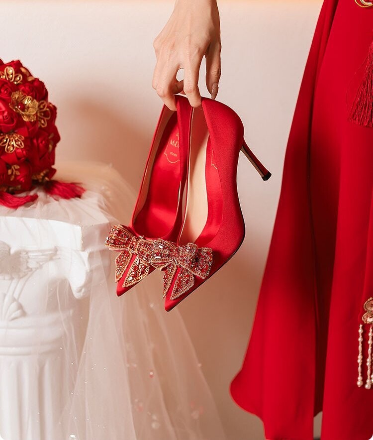 Swarovski Crystal Rhinestone Bling Red Wedding Shoes