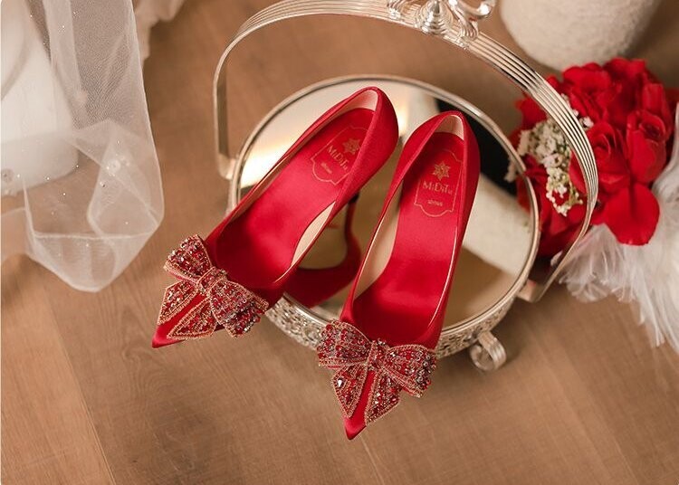 Swarovski Crystal Rhinestone Bling Red Wedding Shoes