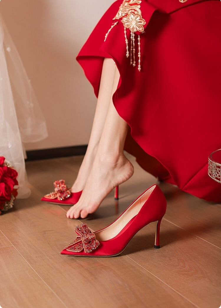 Swarovski Crystal Rhinestone Bling Red Wedding Shoes
