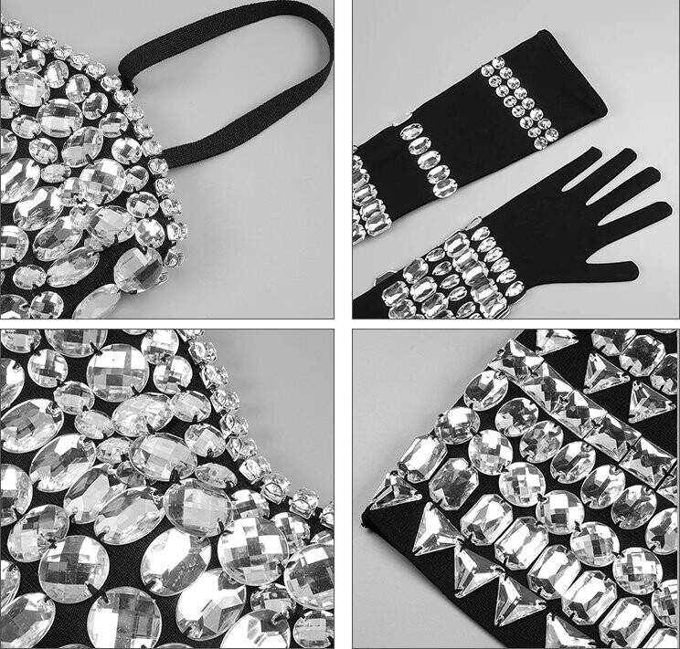 Crystal Rhinestone Bling Little Black Dress