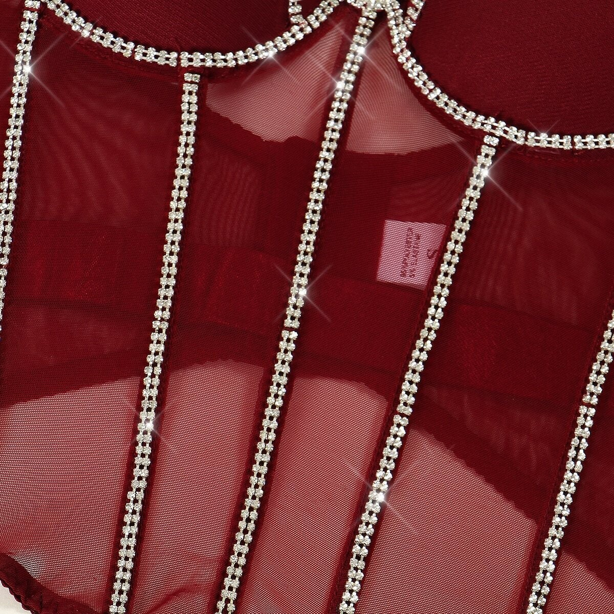 Swarovski Crystal Rhinestone Bling Corset Lingerie Set