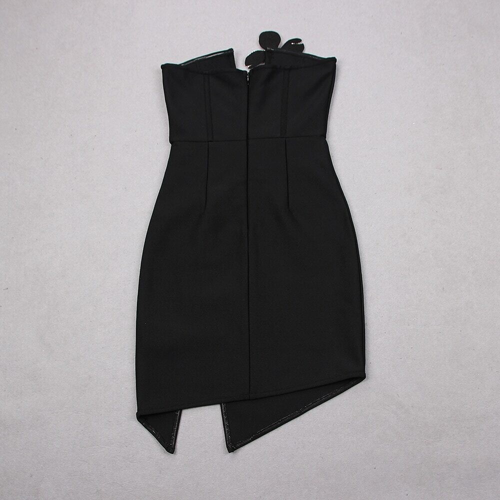 Swarovski Crystal Rhinestone Bling Floral Little Black Dress